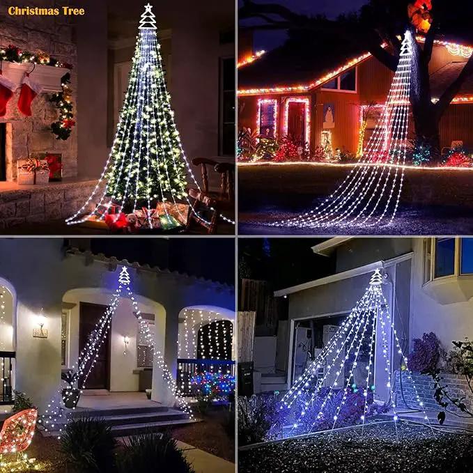 Outdoor Christmas Decorations Yard Star String Lights 420 LED Waterproof, 8 Lighting Modes Waterfall Lights for Yard Patio Garden Party (Cold White) by GreenHaven Gardens