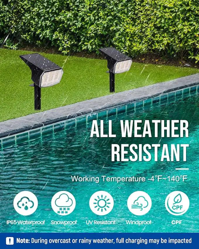 Solar Spot Lights Outdoor Waterproof 1 Pack IP65, 63 LED 3 Lighting Modes Spotlights for Outside Yard Garden House Garage Landscape Lights-Warm White by GreenHaven Gardens