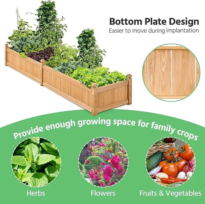 Yaheetech 90.5″ L×23.5″ W×16″ H Wooden Raised Garden Bed, Horticulture Wood Rectangular Garden Planter Outdoor, Raised Planter Box for Yard/Greenhouse/Vegetable/Flower/Herbs, Light Brown by GreenHaven Gardens