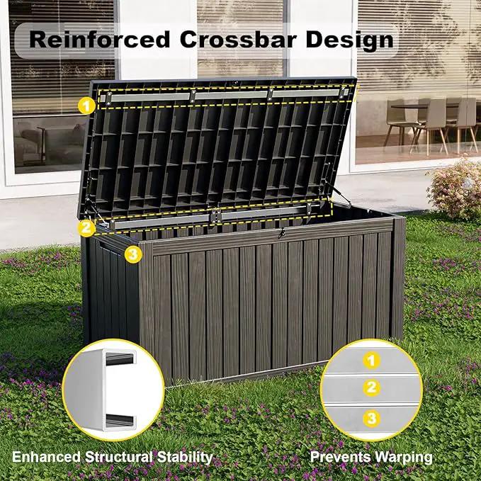 150 Gallon Outdoor Deck Box,Storage Lockable Waterproof Patio Furniture,Garden Tools,Cushions,Pool Accessories Outside Storage Resin Box(Black) by GreenHaven Gardens