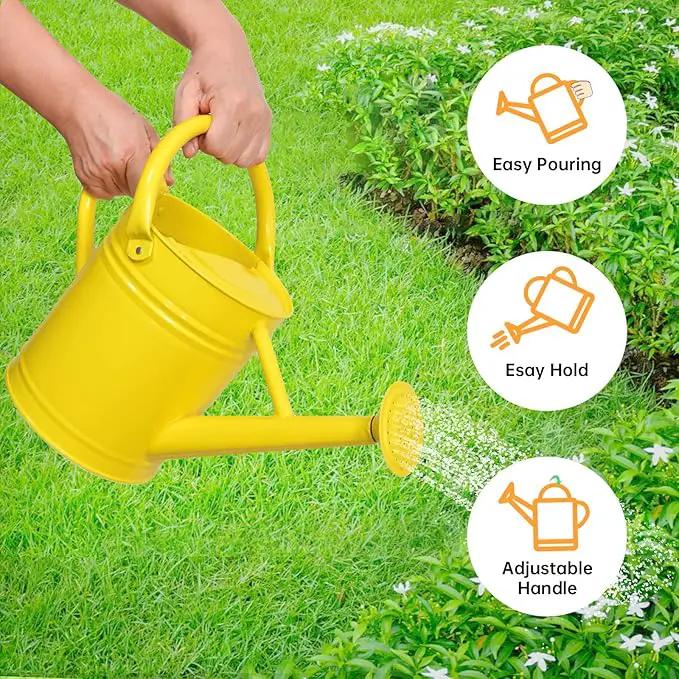 Metal Watering Can for Outdoor Plants, Galvanized Steel Watering Can with Removable spout, 1 Gallon,Perfect Home & Garden Décor Yellow by GreenHaven Gardens