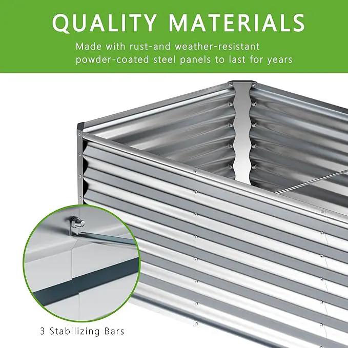 6x2x2FT Galvanized Raised Garden Bed,Planter Raised Beds-Metal Garden Box,Large Plant for Outdoor Planting, Vegetables Bed,Flower,Herb-Sliver by GreenHaven Gardens