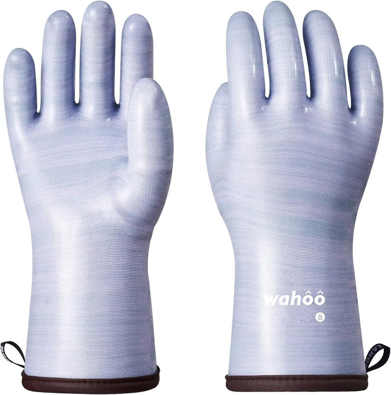 wahoo Professional Liquid Silicone Oven Mitts Gloves, Heat Resistant Gloves for Cooking, Baking, CoralAir Liner, 12 Inch, Purple, Large by GreenHaven Gardens