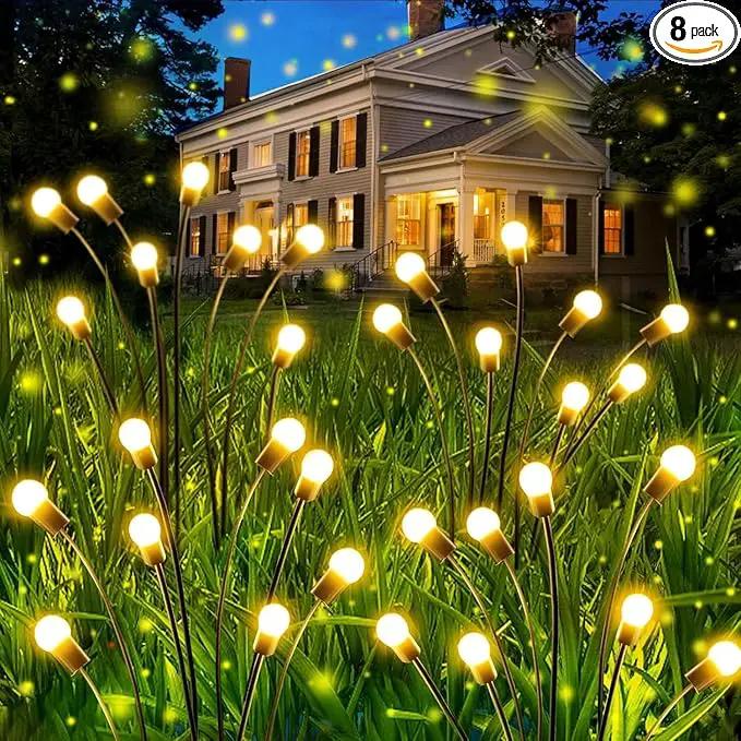 OZS 8Pack Total 64LED Solar Garden Lights Solar Lights Outdoor, Solar Firefly Lights, Waterproof Solar Fairy Lights Outdoor for Garden Yard Pathway Decoration (Warm White) by GreenHaven Gardens