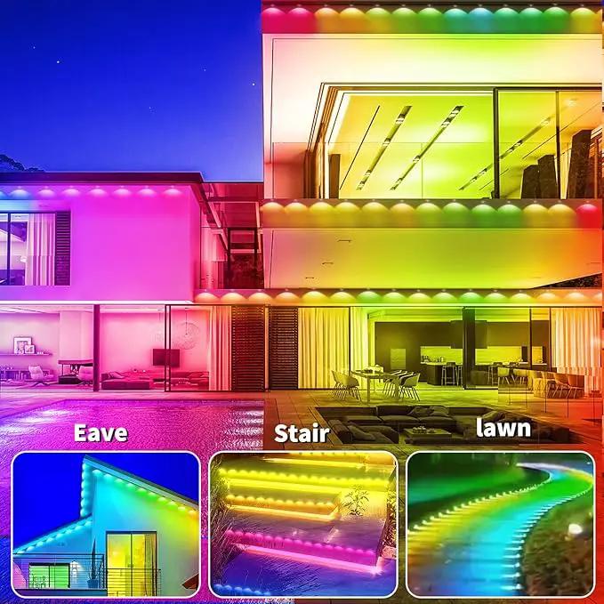 100ft Permanent Outdoor Light,RGB Eaves Lights with App Control Remote,DIY IP67 Waterproof Under Eave Lighting,Outside led Lights for Christmas,Garden,House Decorations by GreenHaven Gardens