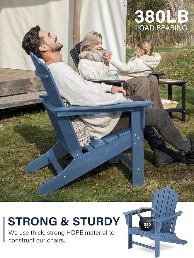 KINGYES HDPE Adirondack Chair, Classic All-Weather Adirondack Chairs Set of 6, Outdoor Patio Adirondack Chair for Deck Lawn fire Pit, Navy by GreenHaven Gardens