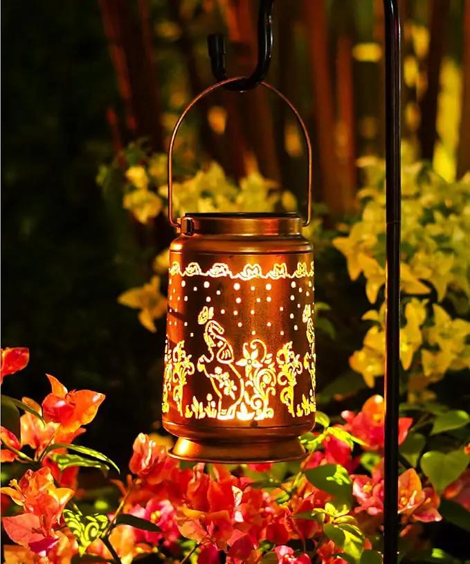 Nacome Elephant Solar Lantern for Garden Decor: Waterproof Hanging Metal Decoration with LED Lights for Yard Lawn Porch Patio Landscape Pathway – Birthday Gifts for Mom Grandma Women by GreenHaven Gardens