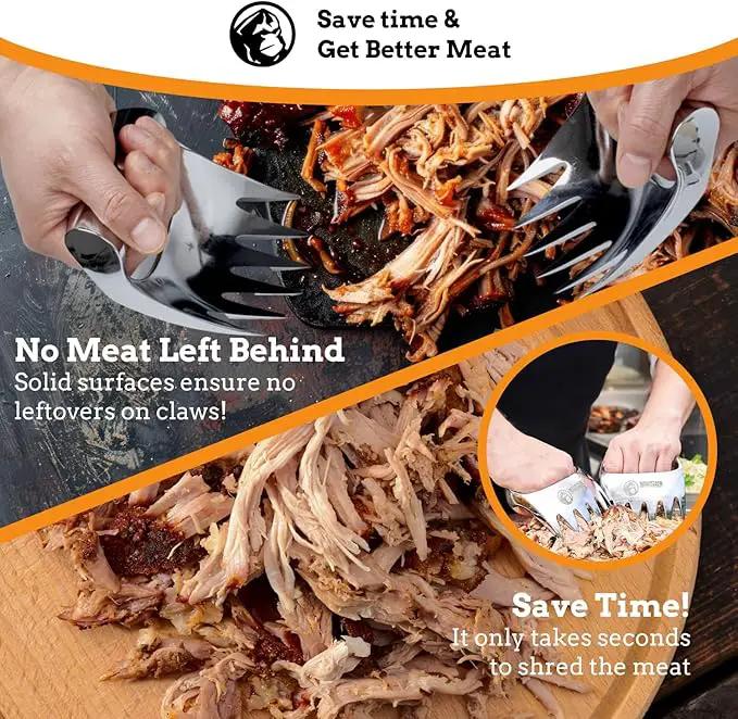 Meat Claws Meat Shredder for BBQ - Perfectly Shredded Meat, These Are The Meat Claws You Need - Best Pulled Pork Shredder Claw x 2 For Barbecue, Smoker, Grill (Solid Metal) by GreenHaven Gardens