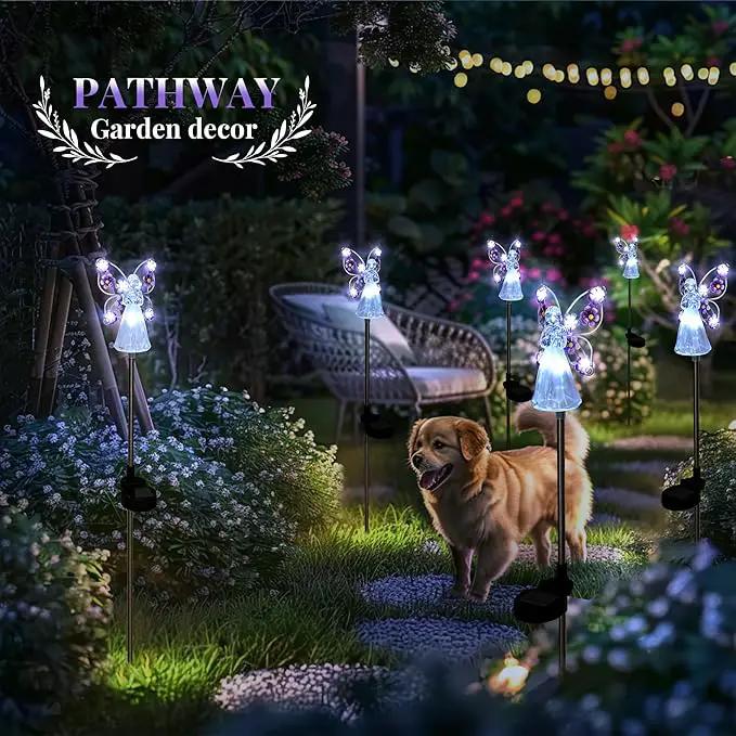 GIGALUMI Solar Angel Garden Stake Lights - 2 Pack Angel Solar Lights Outdoor Garden, Eternal Light Angel with 7 LEDs for Cemetery Grave Decorations, Memorial Gift, Christmas Yard Art, Sympathy Gifts by GreenHaven Gardens