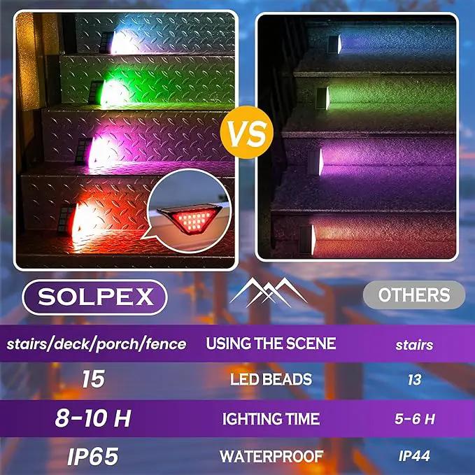 SOLPEX Solar Step Lights for Outside, 24 LEDs Solar Stair Lights Outdoor Waterproof Decor for Porch, Front Door, Stair, Step, Deck, Fence, Balcony, Patio, Wall, Yard, Garden(12 Pack,RGB) by GreenHaven Gardens