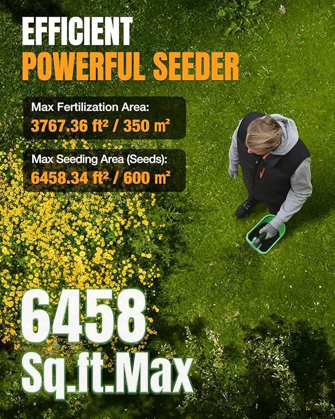 WORKPROX Battery Powered Fertilizer Spreader, 7.2V Seed Spreader for Salt, De-Icer, Earth Food, Rechargeable Grass Seed Spreader with 8-Level Settings and Holds up to 6458 sq.ft. of Product by GreenHaven Gardens