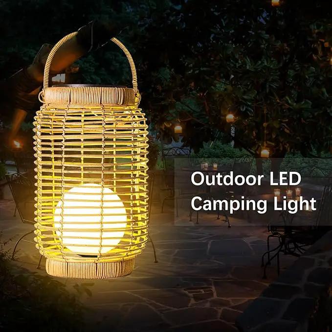 Solar Lantern Outdoor Waterproof，Large Natura Rattan Solar Lantern Hanging with Handle, Solar Powered Decorative Table Lamp for Gardens ，Patio,Yard,Porch,Trees,Lawn,Pathway Home Decoration，12Inch by GreenHaven Gardens