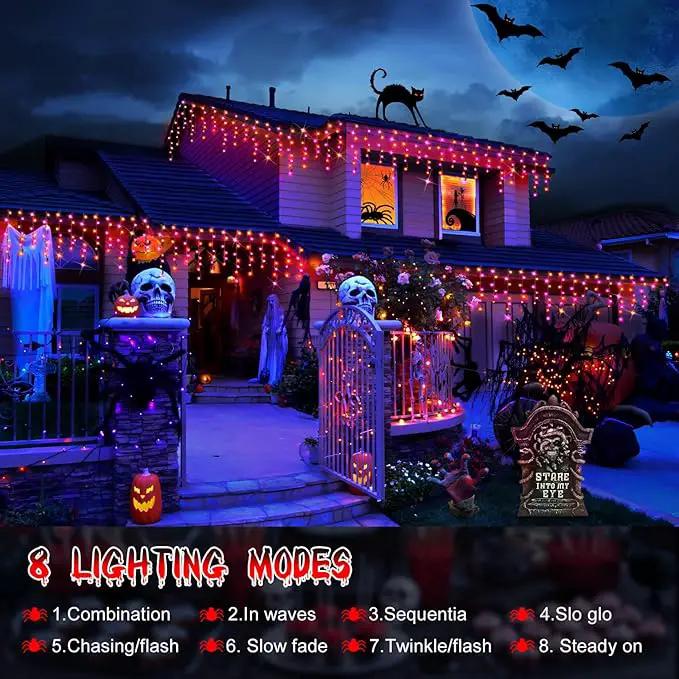Hezbjiti 2Pack Total 800LED Halloween Lights Purple Orange Icicle Lights 32.8FT Halloween String Lights Outdoor Decoration 8 Modes 75 Drops Fairy Lights for Eaves Party Yard Garden Halloween Decor by GreenHaven Gardens