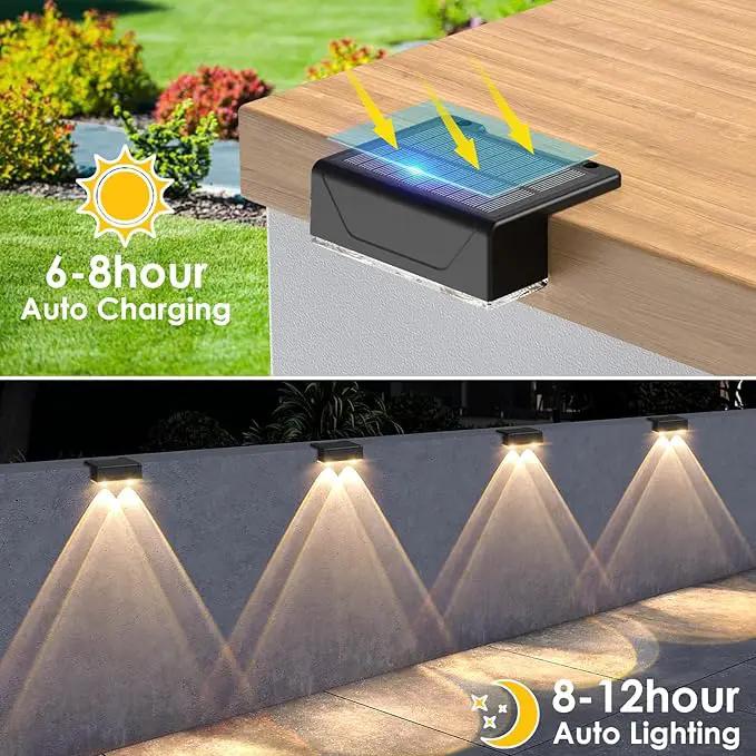 Derynome Solar Fence Outdoor Lights 12 Pack, 3 Color Modes IP45 Waterproof Solar Lights for Outside, Backyard, Railing, Step, Patio & Wall (3000K/4000K/6000K, 12 Pack) by GreenHaven Gardens