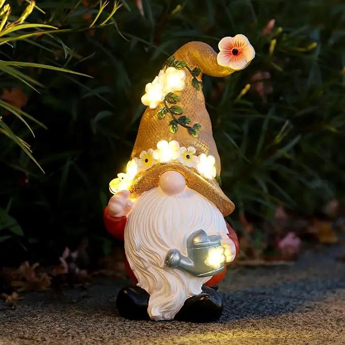 Garden Gnomes in The Hat Stood -Solar Resin Spring Bee Gnome Figurine Statue Garden Lights Outdoor Decorations Waterproof for Patio,Yard,Lawn, by GreenHaven Gardens