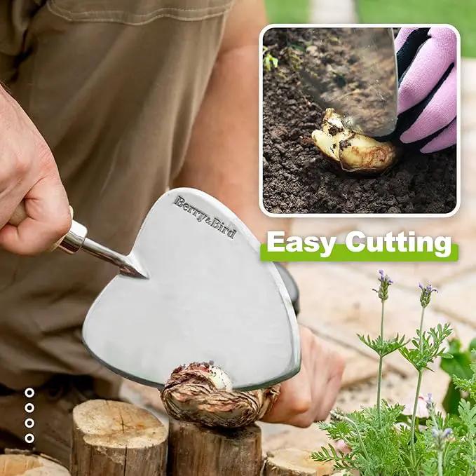 Berry&Bird Perennial Trowel, Oversized Garden Potting Trowel with Sharp Blade Wood Hand Shovel, Stainless Steel Planting Trowel Gardening Tool for Roots,Planting,Digging,Transplanting and Cutting by GreenHaven Gardens