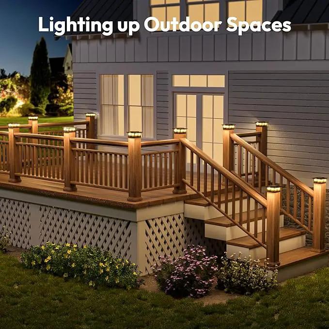 NIORSUN Solar Post Cap Lights Outdoor, 2 Modes LED, Deck Fence Post Solar Lights for 3.5x3.5 4x4 Caps Patio Garden Decoration, Warm White/Cool White Lighting Black 12 Pack by GreenHaven Gardens