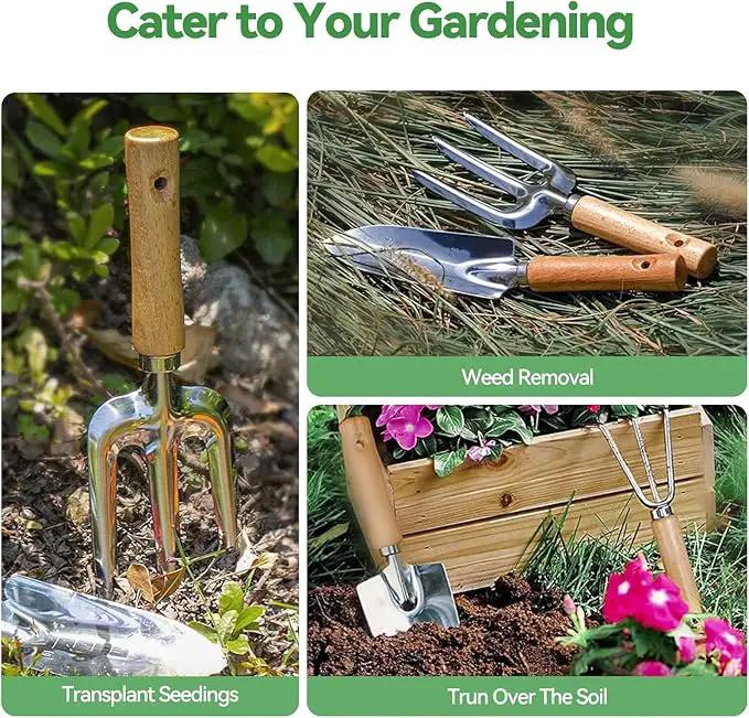 Gardening Tools 9-Piece Heavy Duty Gardening Hand Tools with Fashion and Durable Garden Tools Organizer Handbag,Rust-Proof Garden Tool Set, Ideal Gardening Gifts for Women by GreenHaven Gardens