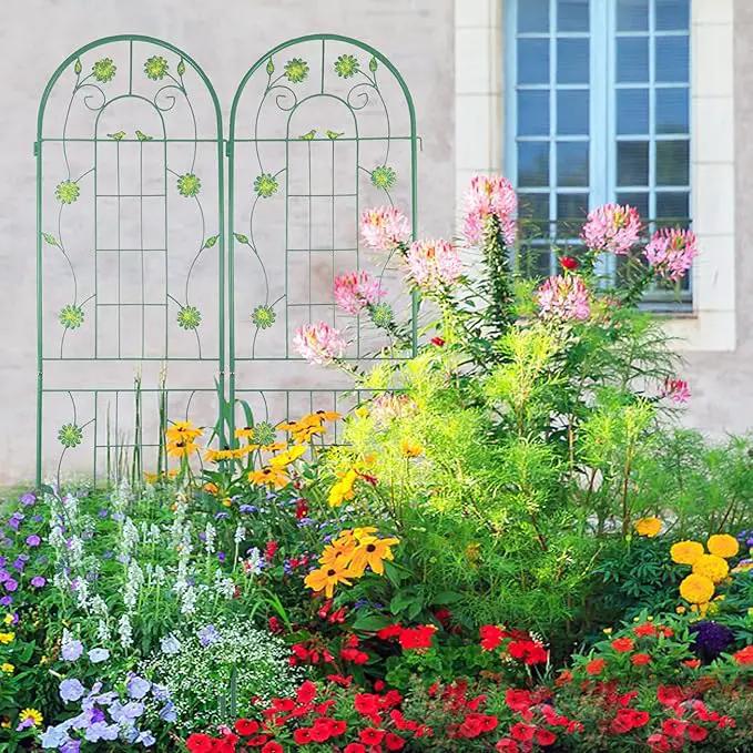 2 Pack Metal Garden Trellis 71" H Garden Fence Rustproof Trellis for Climbing Plants Support Roses Flower Outdoor Lawn, Green by GreenHaven Gardens