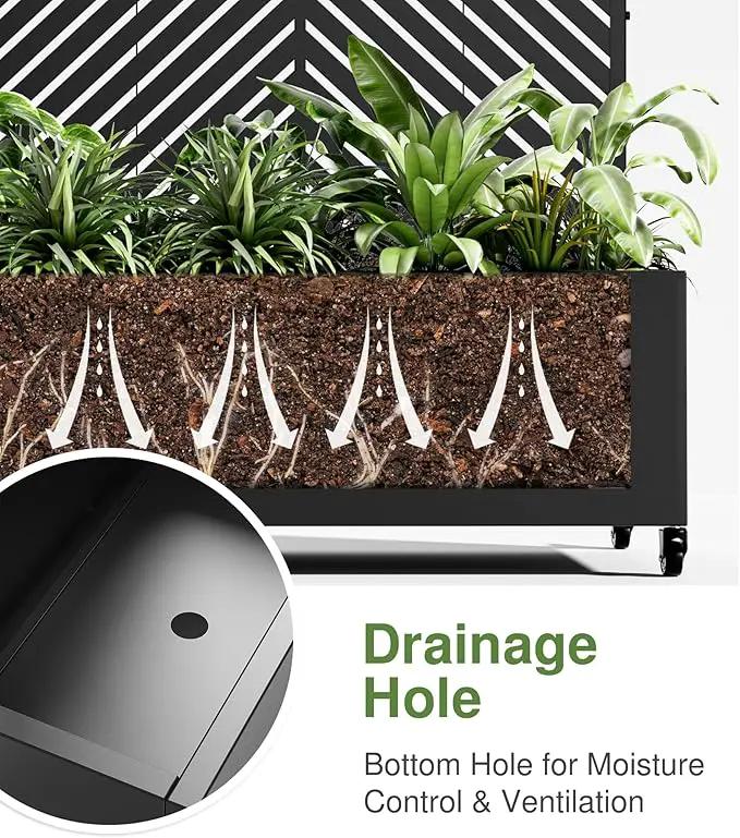 Casaphoria Metal Raised Garden Bed with Trellis and Wheels, 72"x35"x16" Arched Planter Box for Climbing Plants, Vegetables & Vines, Features Drainage Holes and Privacy Screen (Black-Parallel) by GreenHaven Gardens