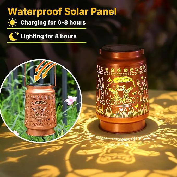 Frog Solar Lanterns Outdoor Waterproof Hanging Sunflower Solar Lights Gifts for Women Men Metal Decorative LED Lanterns Outside for Garden, Yard, Patio, Lawn, Porch, Backyard by GreenHaven Gardens