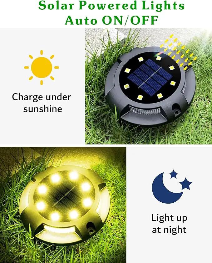 Biling Solar Ground Lights - 12 Pack Uplight & Sidelight, Waterproof Outdoor Lights for Yard, Driveway, Garden, Poolside (Warm White) by GreenHaven Gardens