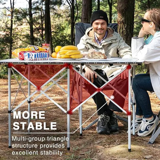 EVER ADVANCED Camping Table, Fold up Lightweight, 4-6 Person Portable Roll up Aluminum Table with Carry Bag for Outdoor, White by GreenHaven Gardens