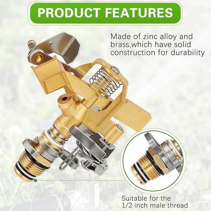 1/2 Inch Brass Sprinklers Head,Heavy Duty Water Sprinkler for Yard with 360 Degree Large Area Coverage Irrigation, Adjustable Impact Sprinklers Head Nozzle for Grass Patio Garden Irrigation by GreenHaven Gardens
