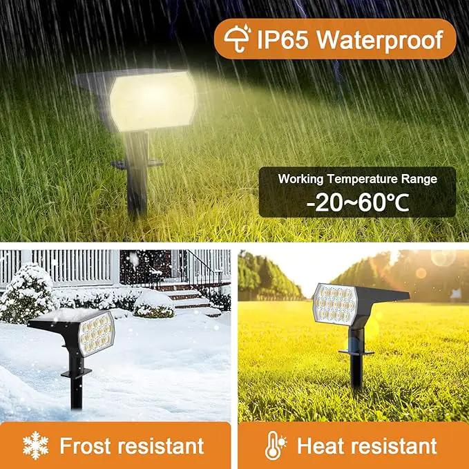 WELALO Solar Spot Lights Outdoor, [2 Pack/52 LED/3 Modes] 2-in-1 Solar Landscape Spotlights, Solar Powered Security Lights, IP65 Waterproof Wall Lights for Walkway Yard Garden Driveway(Warm White) by GreenHaven Gardens