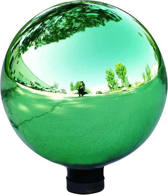 Alpine Corporation 10" Diamater Indoor/Outdoor Glass Gazing Globe Festive Yard Décor, Green by GreenHaven Gardens