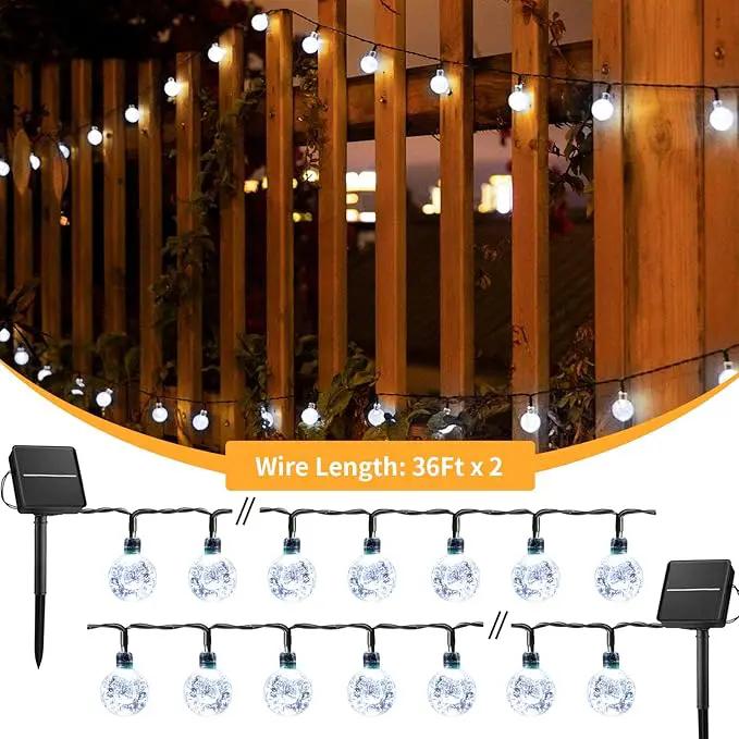 Brightown 2-Pack 120 LED 72 FT Solar String Lights Outdoor, Crystal Globe Lights with 8 Lighting Modes, Waterproof Solar Powered Patio Lights for Garden Yard Porch Wedding Party Decor (Pure White) by GreenHaven Gardens