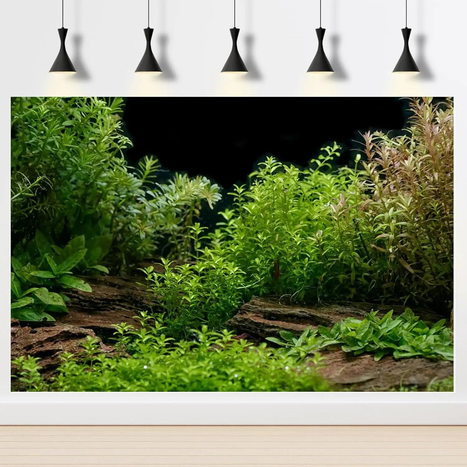 Aquarium Background Underwater Green Grass Leaves Stone Fish Tank Background Vivid Fresh Green Aquatic Plant Stone River Bed Terrarium Backdrop 36x18in by GreenHaven Gardens