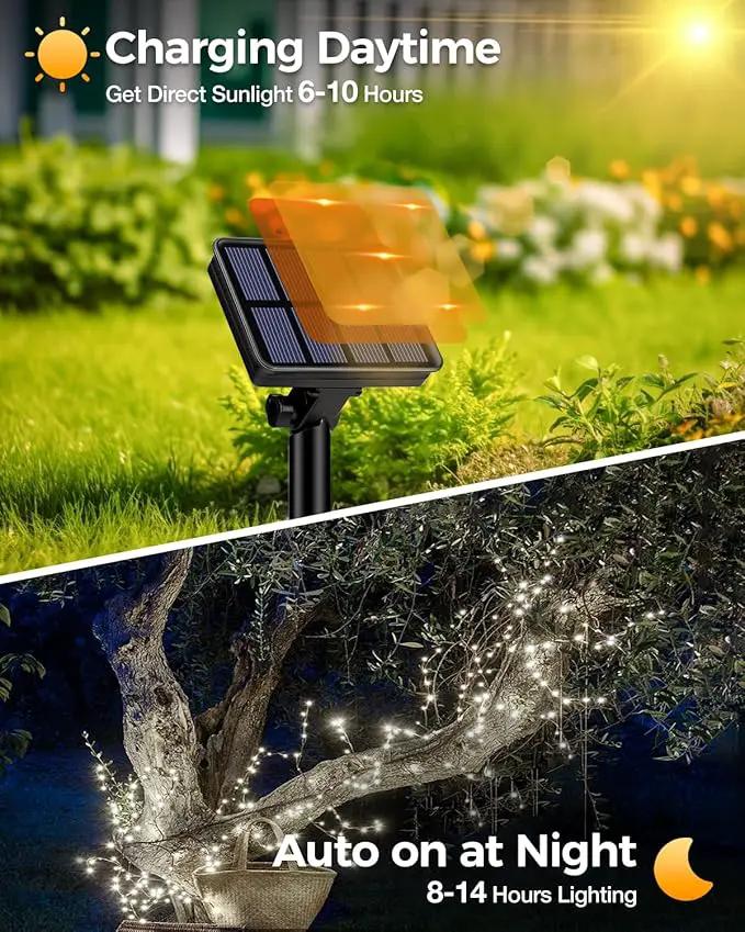 3 Pack Solar Fairy Lights for Outside Waterproof, 49FT/15M 150LED Solar String Light Outdoor 8 Modes Solar Twinkle Lights for Garden Yard Christmas Tree Wedding Party Decor, Cool White by GreenHaven Gardens