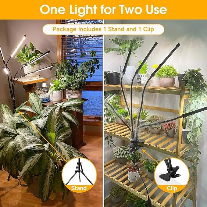 wolezek Grow Lights for Indoor Plants Full Spectrum, LED Grow Light with Adjustable Stand and Sturdy Clip, 5-Heads Plant Grow Lights Indoor with Auto 6/12/16H Timer, 3 Light Modes, 5 Levels Dimmable by GreenHaven Gardens