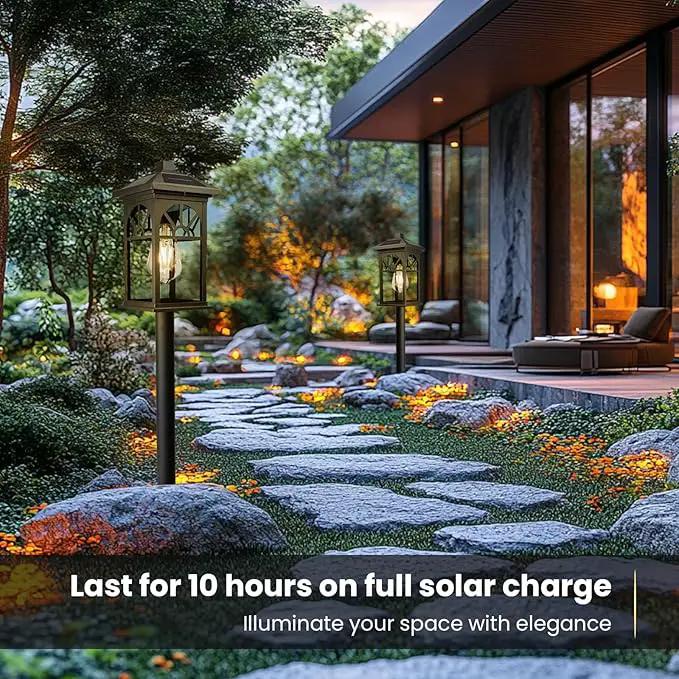 31" Solar Pathway Lights Outdoor, Black Aluminum Bollard Lighting with Remote Control - Dusk to Dawn LED Post Light, IP44 Waterproof for Lawn, Patio, Driveway & Backyard Decor (Bulb Included) by GreenHaven Gardens