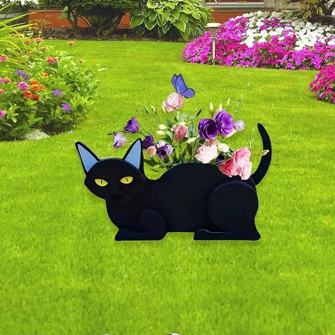 Black Cat Planter Plant Pots,Cute Garden Cat Flower Planter,Cat Planters Birthday Gifts for Women,Office,Indoor/Outdoor Decor（12.5 * 5.6 * 7.8in） by GreenHaven Gardens