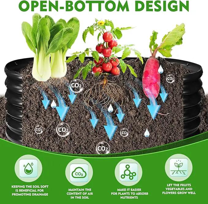 17" Tall Outdoor Garden Raised Garden Bed Kits, 5ft X 2ft Oval,0.8MM Thick Metal Raised Planter Bed/Ground Planter Box for Variety of Flowers,Herbs,Vegetables (Black, 60X24X16.5 Inches) by GreenHaven Gardens