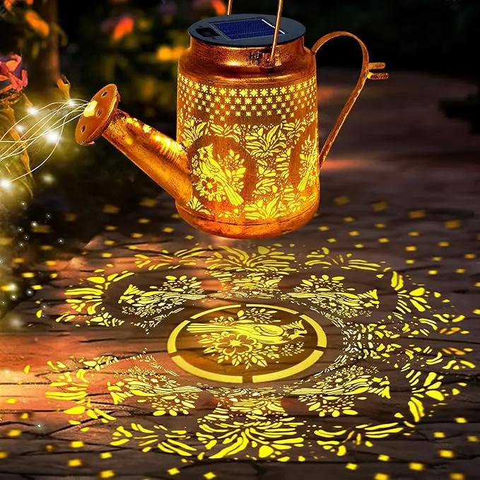 Solar Lights Outdoor Garden Decor, Cardinals Hanging Waterproof Watering Can Lights Outside Decorations for Yard Front Porch Patio Backyard Gift for Mom Grandma Women Birthday （with Shepherd Hook） by GreenHaven Gardens