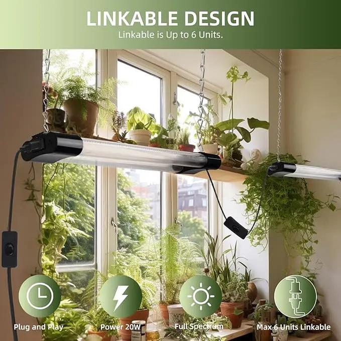 Hlite18inch 4 Pack LED Grow Lights - Linkable Grow Lights for Indoor Plants, Full Spectrum Plant Lights Plug and Hanging Design with On/Off Switch Hanging Grow Light from Seedling to Flowering, Black by GreenHaven Gardens