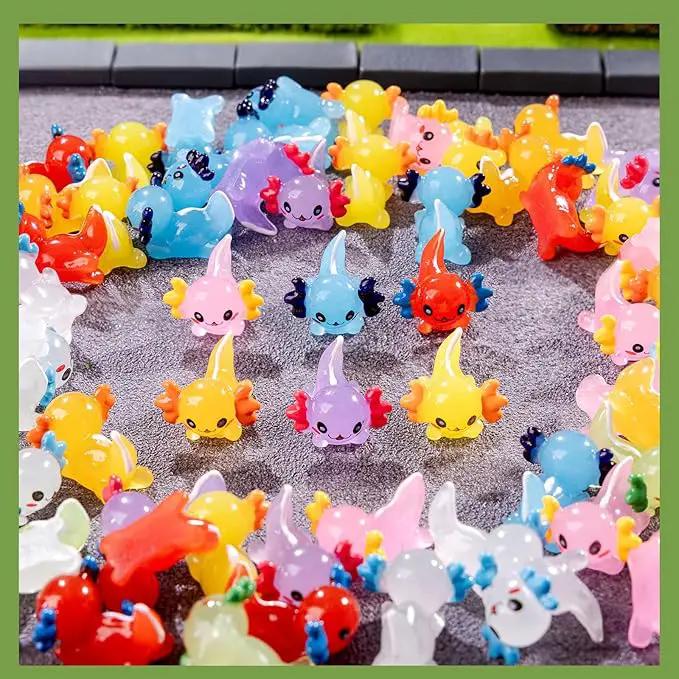 72 Pack Mini Animals Tiny Axolotl Figurines Glow in Night Bulk for Miniature Dollhouse Decor Accessories Garden Aquarium Potted Ornament Party DIY Charms Office Classroom Activity to Hide by GreenHaven Gardens