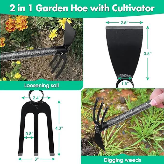 Hoe Garden Tool,45 Inch Long Garden Hoe and Cultivator, Garden Hand Tiller with Long Handle,Heavy Duty Garden Tools Hoe Cultivator for Gardening,Weeding, Tilling,Lossening Soil,Planting by GreenHaven Gardens