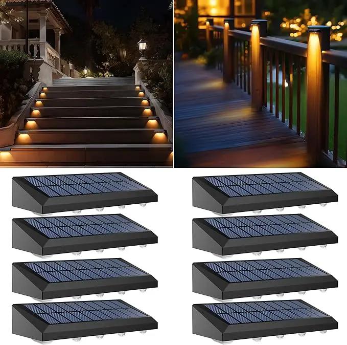 Solar Fence Lights Outdoor Waterproof IP65, 8 Pack Fence Lights Solar Powered 60 Lumens Auto On/Off Step Wall Lights Outside Decorations for Yard, Porch, Patio, Stairs, Pool, Deck, Garden- Warm Light by GreenHaven Gardens