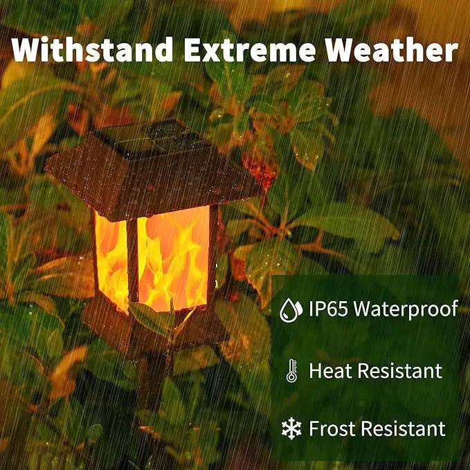 Solar Pathway Lights Outdoor with Flickering Flame, IP65 Waterproof, 6PK Solar Flame Lights with Hook, Upgraded 1000mAH Battery, Up to 12Hrs, Auto On/Off, Decor for Garden, Walkway by GreenHaven Gardens