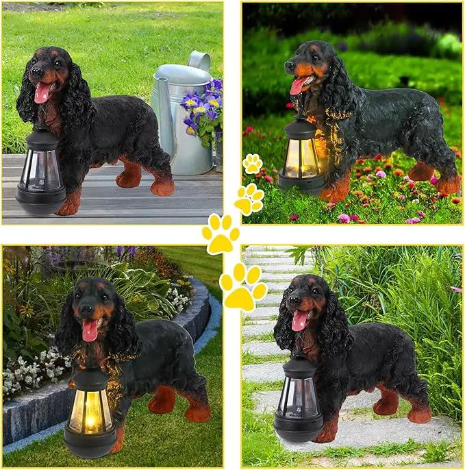 Afirst Solar Dog Statue Garden Decor- Outdoor Decor with Solar Lantern Lovely American Cocker Spaniel Figurine Patio Lawn Yard Art Ornaments Housewarming Gift by GreenHaven Gardens
