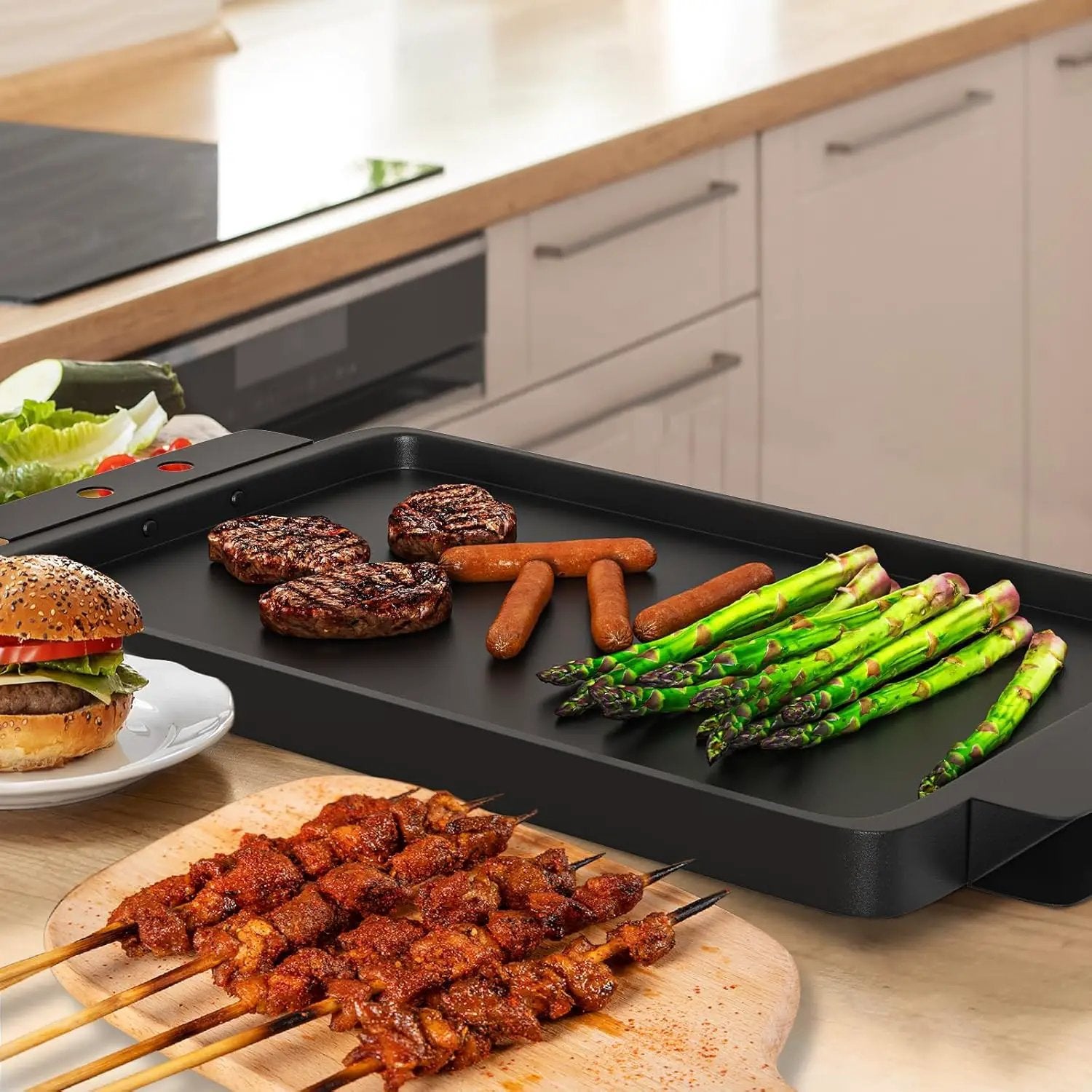 Grill Flat TopGriddle Universal, Cast Iron Griddle for Gas Grill, 17" x 10" Stovetop Griddle, GriddlePan for Stove Top, GrillGriddle for Charcoal/Electric/Gas Grills, Stove, Tailgating, Camping by GreenHaven Gardens