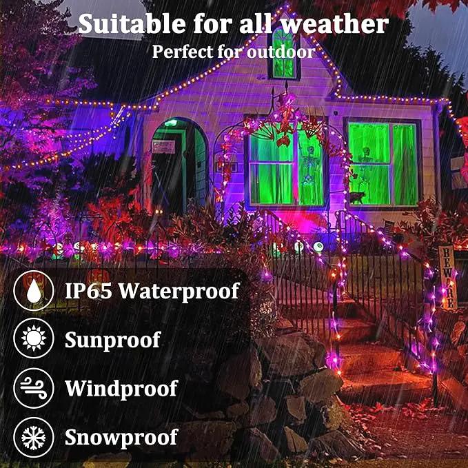 2-Pack 200FT Halloween Solar String Lights for Outside, 600 LED Extra-Bright Solar Light Outdoor with 19 Modes & Timer, Waterproof Fairy Solar Lights for Garden Patio Tree Decorations Orange & Purple by GreenHaven Gardens