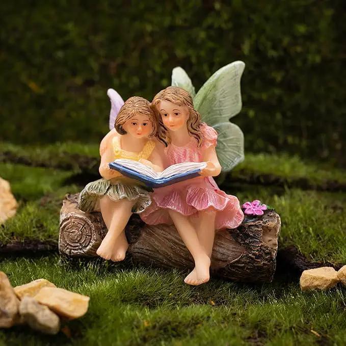 Fairies for Fairy Garden, Fairy Garden Accessories for a Garden - Garden Fairies for a Miniature Fairy Garden - Cute Fairy Garden Fairies, Sitting Sister Fairies by GreenHaven Gardens