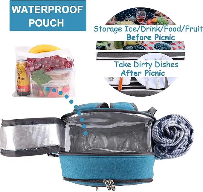 Apollo Walker Picnic Backpack Set for 2 Person with Cooler Compartment, Detachable Bottle/Wine Holder, Fleece Blanket, Plates and Cutlery Set (Teal) by GreenHaven Gardens