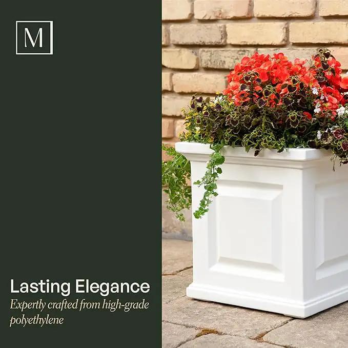 Mayne Nantucket 16-Inch Square Planter, 2-Pack – Self-Watering, Weather-Resistant Planter for Flowers – Durable Outdoor Design for Patio, Porch, or Entryway by GreenHaven Gardens