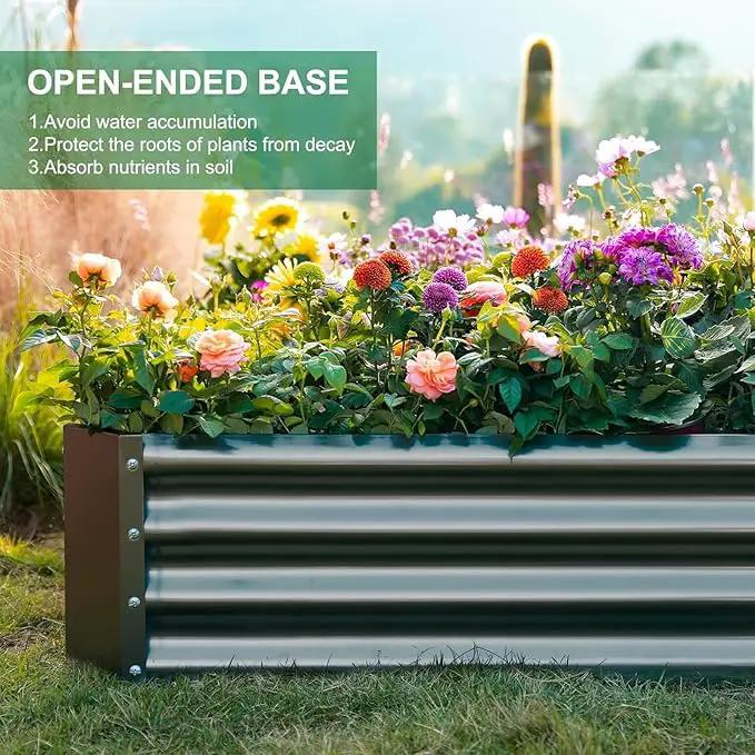 Land Guard 2 Pack 8×4×1ft Galvanized Metal Raised Garden Bed, Metal Planter Kit Box Outdoor for Deep-Rooted Vegetables, Flowers, Green and Herbs (Mid-Grey) by GreenHaven Gardens
